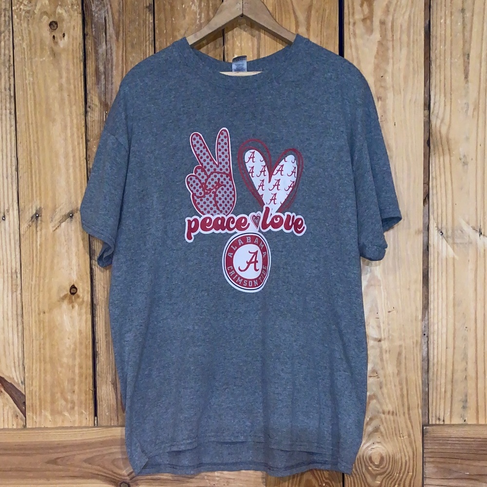 Gray Peace & Love Womens Alabama Crimson Tide T-Shirt